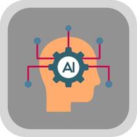 Artificial Intelligence Flat Round Corner Icon vector