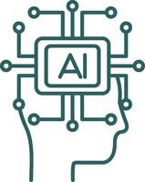 Artificial Intelligence Line Gradient Round Corner Icon vector