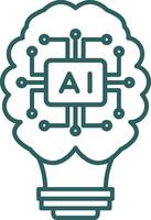 Artificial Intelligence Line Gradient Round Corner Icon vector