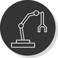 Robotic Arm Line Grey Circle Icon vector