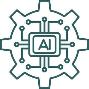 Artificial Intelligence Line Gradient Round Corner Icon vector