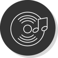 Vinyl Record Line Grey Circle Icon vector