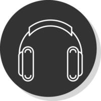 Headphones Line Grey Circle Icon vector