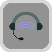 Headphones Flat Round Corner Icon vector