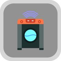Smart Washing Machine Flat Round Corner Icon vector