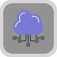 Cloud Server Flat Round Corner Icon vector