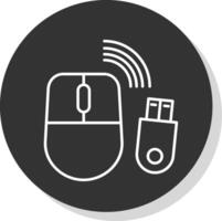 Wireless Mouse Line Grey Circle Icon vector