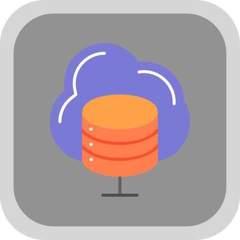 Cloud Server Flat Round Corner Icon vector