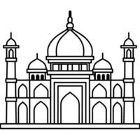 Mosque outline illustration digital coloring book page line art drawing vector