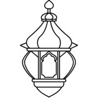 Mosque lamp outline illustration digital coloring book page line art drawing vector