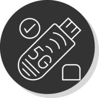 USB palo línea gris circulo icono vector