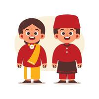 Couple Wear Indonesian Traditional Clothes of Kepulauan Riau vector