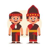 Couple Wear Indonesian Traditional Clothes of North Sumatra vector