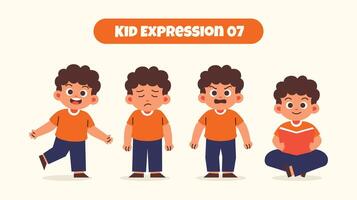 Boy Kid in Various Expressions and Gesture vector