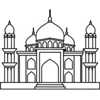 Mosque outline illustration digital coloring book page line art drawing vector