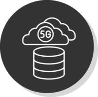 Cloud Database Line Grey Circle Icon vector