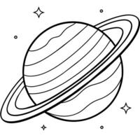 Saturn Planet outline illustration digital coloring book page line art drawing vector