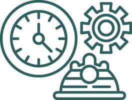 Working Hours Line Gradient Round Corner Icon vector