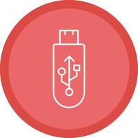 USB línea multi circulo icono vector