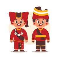 Couple Wear Indonesian Traditional Clothes of West Sumatra vector
