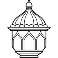 Mosque lamp outline illustration digital coloring book page line art drawing vector