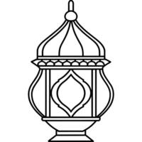 Mosque lamp outline illustration digital coloring book page line art drawing vector