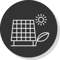 solar panel línea gris circulo icono vector