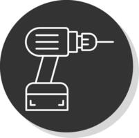 Electric Drill Line Grey Circle Icon vector