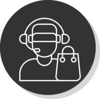 Customer Service Agent Line Grey Circle Icon vector