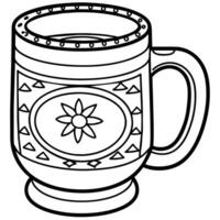 Mug outline illustration digital coloring book page line art drawing vector