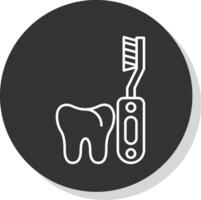 Electric Toothbrush Line Grey Circle Icon vector