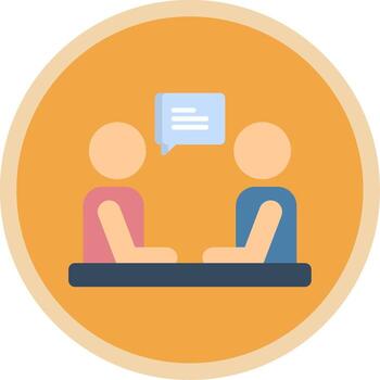 entrevista plano multi circulo icono vector