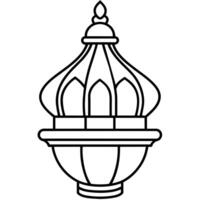 Mosque lamp outline illustration digital coloring book page line art drawing vector