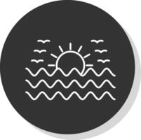 puesta de sol línea gris circulo icono vector