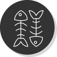 Fishbone Line Grey Circle Icon vector