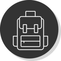 mochila línea gris circulo icono vector