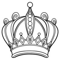 Princess Crown outline illustration digital coloring book page line art drawing vector