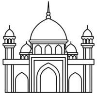 Mosque outline illustration digital coloring book page line art drawing vector