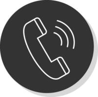 Phone Call Line Grey Circle Icon vector