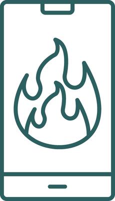 Flame Line Gradient Round Corner Icon