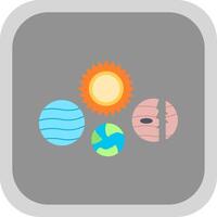 Solar System Flat Round Corner Icon vector