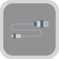 USB conector plano redondo esquina icono vector