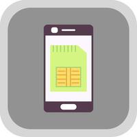 Phone Sim Card Flat Round Corner Icon vector