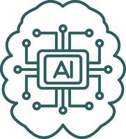 Artificial Intelligence Line Gradient Round Corner Icon vector