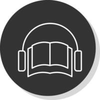 audio libro línea gris circulo icono vector