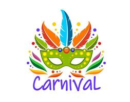 Carnival party mask with feathers, entertainment vector