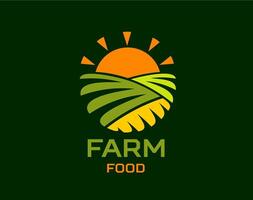 Agriculture farm field icon with sun shining vector