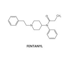 Fentanyl synthetic drug molecule structure formula vector
