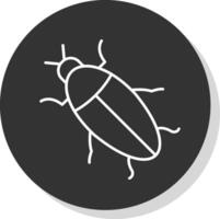 cucaracha línea gris circulo icono vector