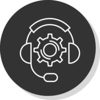 técnico apoyo línea gris circulo icono vector